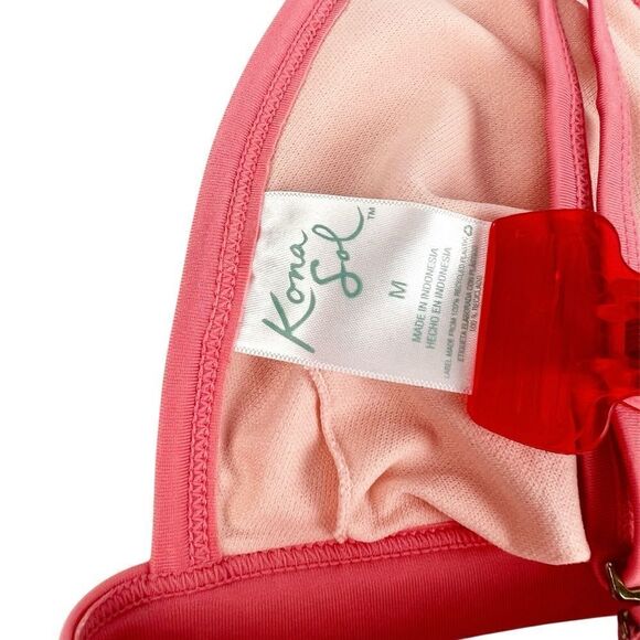 Kona Sol Pink Checkered‎ Triangle Swim Bikini Top Size Medium - Picture 4 of 5